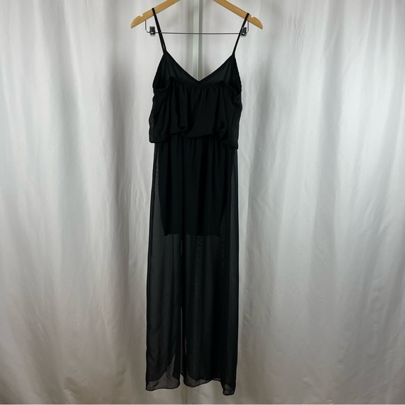 Catch My i Medium High Waist Sheer Skirt Maxi Dress Sleeveless V Neck - Picture 2 of 8